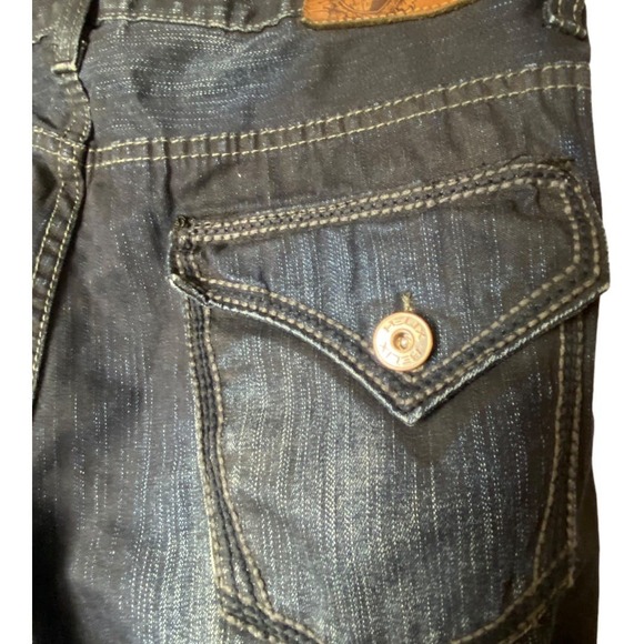 Helix Mens Size 34x32 Straight Leg Jeans Blue Dark Wash Denim Button Flap Pocket - Picture 5 of 7